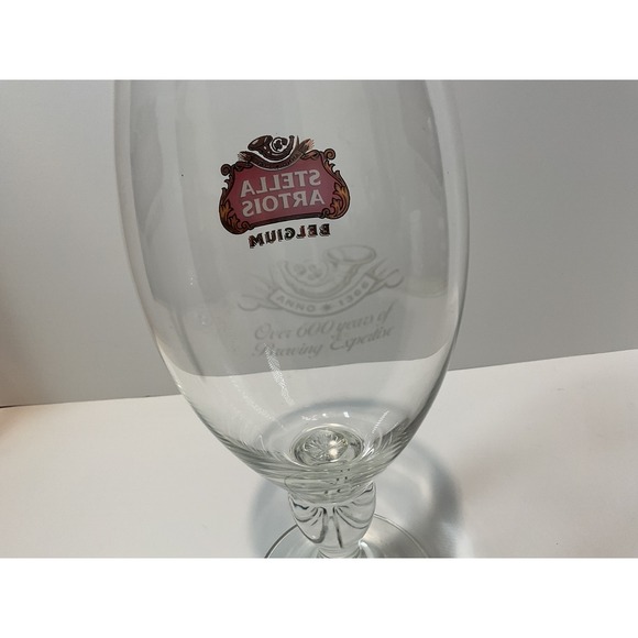 Set of 3 Stella Artois Belgium Beer Glasses Gold Rimmed Chalice Stemware 50cl - Picture 7 of 9